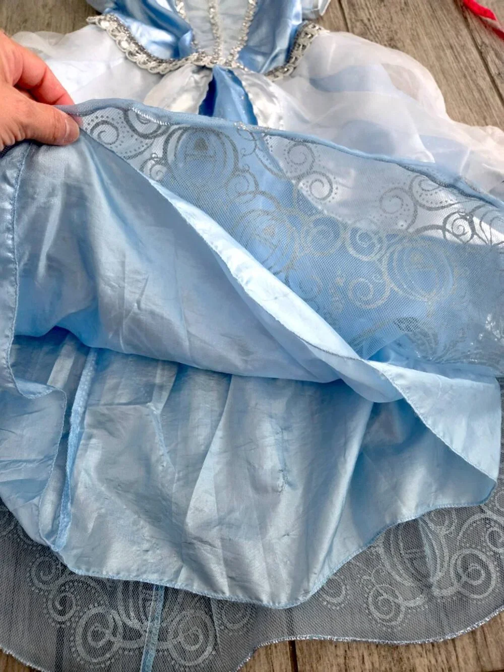 Disney Store Cinderella Princess Costume Dress Blue Sparkle Girls Size S 5/6